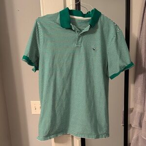 Vineyard Vines Green and White Striped Polo medium